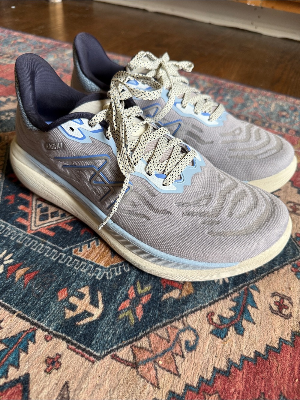 Karhu Ikoni Gray and Light Blue Athletic Running Shoes